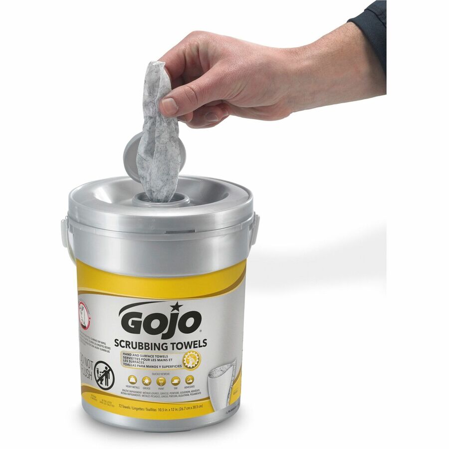 Gojo® Scrubbing Towels 10.50" Width x 13" Length - White - 72/Tub - 6 / Carton (639606CT)