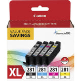 Canon CLI-281XL Original Inkjet Ink Cartridge - Value Pack - Multicolor - 4 / Pack Inkjet - 4 / Pack (CLI281XBKCMY)