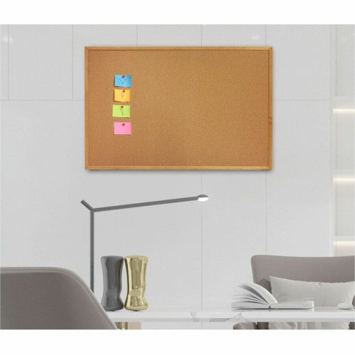 Lorell Bulletin Board 18" Board Height x 24" Board Width - Cork Surface - Long Lasting, Warp Resistant - Brown Oak Frame - 1 Each (LLR19766)