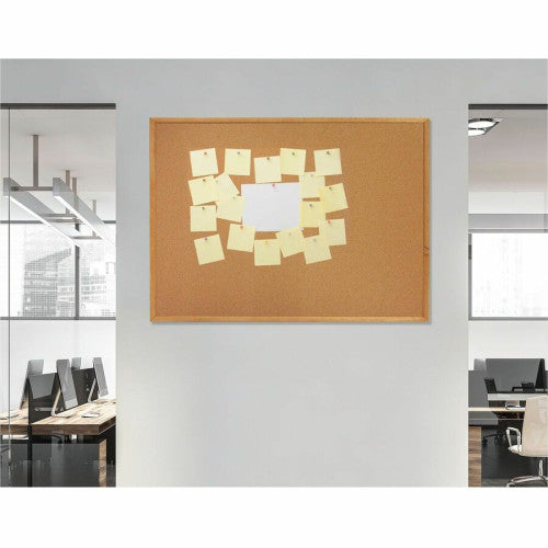 Lorell Bulletin Board 18" Board Height x 24" Board Width - Cork Surface - Long Lasting, Warp Resistant - Brown Oak Frame - 1 Each (LLR19766)