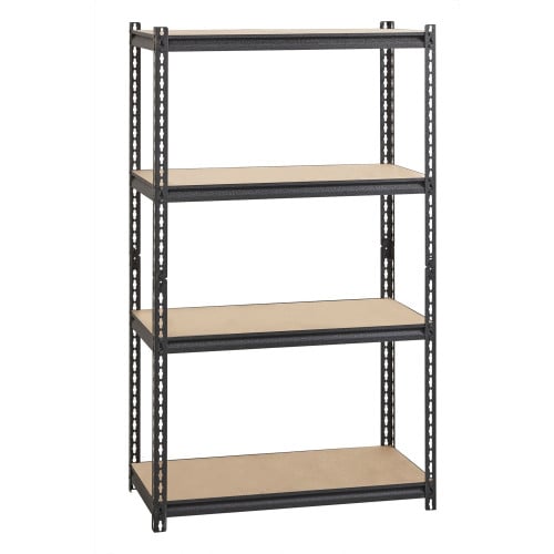 Lorell Iron Horse 2300 lb Capacity Riveted Shelving 4 Shelf(ves) - 60" Height x 36" Width x 18" Depth - 30% Recycled - Black - Steel, Particleboard - 1 Each (LLR59696)