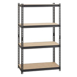 Lorell Iron Horse 2300 lb Capacity Riveted Shelving 4 Shelf(ves) - 60" Height x 36" Width x 18" Depth - 30% Recycled - Black - Steel, Particleboard - 1 Each (LLR59696)
