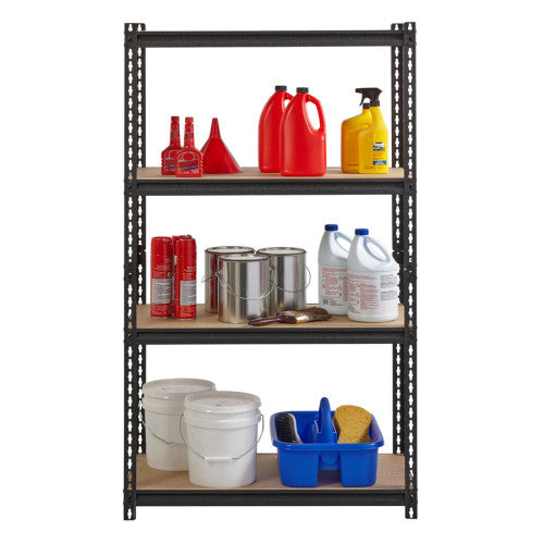 Lorell Iron Horse 2300 lb Capacity Riveted Shelving 4 Shelf(ves) - 60" Height x 36" Width x 18" Depth - 30% Recycled - Black - Steel, Particleboard - 1 Each (LLR59696)