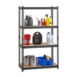 Lorell Iron Horse 2300 lb Capacity Riveted Shelving 4 Shelf(ves) - 60" Height x 36" Width x 18" Depth - 30% Recycled - Black - Steel, Particleboard - 1 Each (LLR59696)