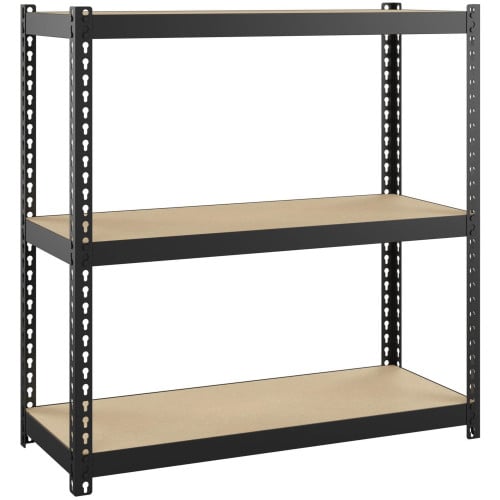 Lorell Narrow Riveted Shelving 3 Shelf(ves) - 30" Height x 30" Width x 12" Depth - 28% Recycled - Black - Steel - 1 Each (LLR66962)