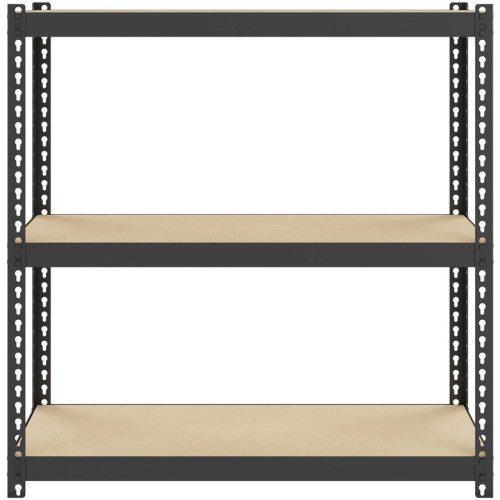 Lorell Narrow Riveted Shelving 3 Shelf(ves) - 30" Height x 30" Width x 12" Depth - 28% Recycled - Black - Steel - 1 Each (LLR66962)