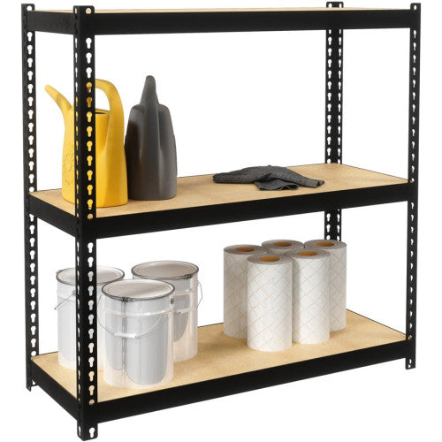 Lorell Narrow Riveted Shelving 3 Shelf(ves) - 30" Height x 30" Width x 12" Depth - 28% Recycled - Black - Steel - 1 Each (LLR66962)