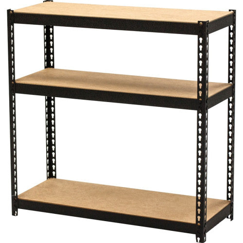 Lorell Narrow Riveted Shelving 3 Shelf(ves) - 30" Height x 30" Width x 12" Depth - 28% Recycled - Black - Steel - 1 Each (LLR66962)