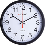 Lorell 12-1/2" Slimline Wall Clock Analog - Quartz - Black Case - Modern Style (LLR61008)
