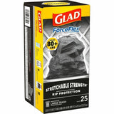 Glad ForceFlexPlus Large Drawstring Trash Bags Large Size - 30 gal Capacity - 0.90 mil (23 Micron) Thickness - Drawstring Closure - Black - Home, Office, Can - 25/Box - 6 / Carton (70359CT)