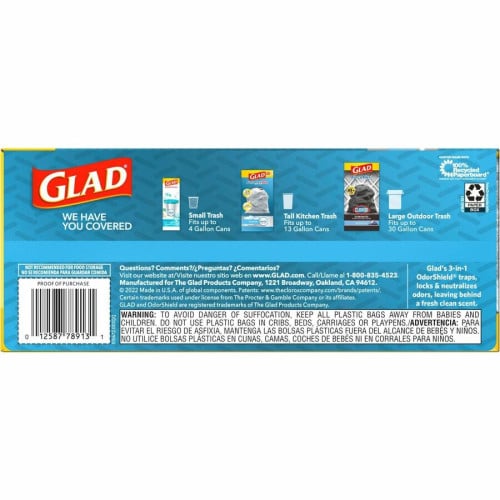 Glad ForceFlexPlus X-Large Kitchen Drawstring Bags Fresh Clean with Febreze Freshness - Large Size - 20 gal Capacity - 32.01" Length x 24.02" Width - Drawstring Closure - Gray - Home, Garbage, Office, Kitchen - 30/Box - 6 / Carton (78913CT)