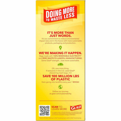 Glad ForceFlexPlus X-Large Kitchen Drawstring Bags Fresh Clean with Febreze Freshness - Large Size - 20 gal Capacity - 32.01" Length x 24.02" Width - Drawstring Closure - Gray - Home, Garbage, Office, Kitchen - 30/Box - 6 / Carton (78913CT)