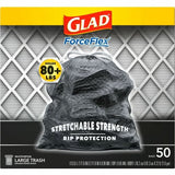 Glad ForceFlexPlus Drawstring Large Trash Bags Large Size - 30 gal Capacity - 32.01" Length x 30" Width x 0.90 mil (23 Micron) Thickness - Drawstring Closure - Black - Garbage, Indoor, Outdoor, Home, Office, Restaurant, Commercial - 50/Box - 3 / (78997CT)