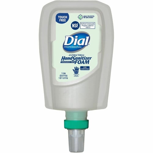 Dial Hand Sanitizer Foam Refill 1.06 quart - Touchless Dispenser - Kill Germs - Hand - Moisturizing - Clear - Non-drying, Dye-free - 3 / Carton (16694)