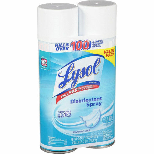 Lysol® Disinfectant Spray, Crisp Linen Scent, 19 oz., 2 Cans Ready-To-Use - 19 oz (1.19 lb) - Crisp Linen Scent - Clear - 2 / Pack (99608)