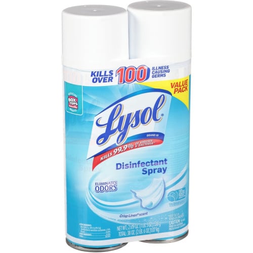 Lysol® Disinfectant Spray, Crisp Linen Scent, 19 oz., 2 Cans Ready-To-Use - 19 oz (1.19 lb) - Crisp Linen Scent - Clear - 2 / Pack (99608)