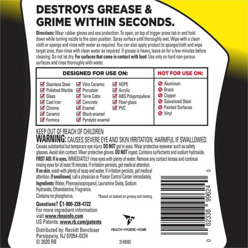 Easy-Off Cleaner Degreaser Ready-To-Use - 32 fl oz (1 quart) - Heavy Duty - Clear - 1 Each (99624)