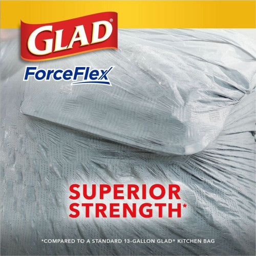 Glad ForceFlex Tall Kitchen Drawstring Trash Bags Fresh Clean with Febreze Freshness - 13 gal Capacity - 25.38" Length x 23.75" Width x 0.72 mil (18 Micron) Thickness - Drawstring Closure - White - Home, Office/ - 110 / Box (78563)