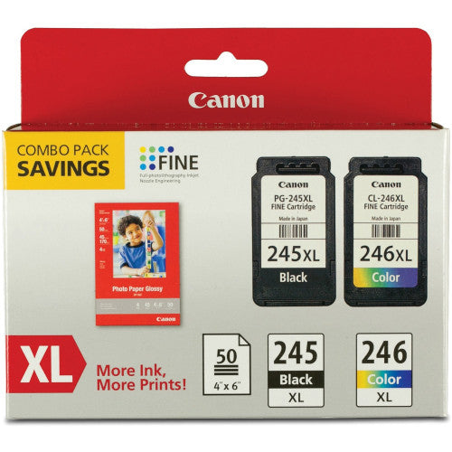 Canon PG-245 / CL-246 Original Extra Large Yield Inkjet Ink Cartridge - Combo Pack - Multicolor - 1 Each Inkjet - Extra Large Yield - 1 Each (PG245XLCL246)