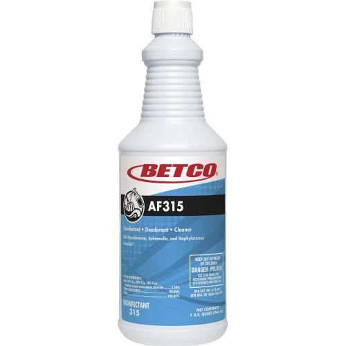 Betco AF315 Disinfectant Cleaner Concentrate - 32 fl oz (1 quart) - Citrus Floral Scent - 1 Each - Deodorant, Detergent Resistant, pH Neutral, Long Lasting, Deodorize - Turquoise (3151200)