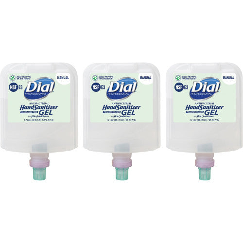 Dial Hand Sanitizer Gel Refill 1.27 quart - Bacteria Remover - Healthcare, Daycare, Office, School, Restaurant - Clear - Dye-free, Fragrance-free - 3 / Carton (19708CT)