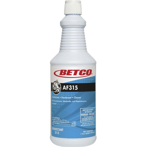 Betco AF315 Disinfectant Cleaner Concentrate - 32 fl oz (1 quart) - Citrus Floral Scent - 1 Each - Deodorant, Detergent Resistant, pH Neutral, Long Lasting, Deodorize - Turquoise (3151200)