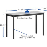 Lorell Utility Table Gray Rectangle, Laminated Top - Powder Coated Black Base - 500 lb Capacity - 47.25" Table Top Width x 18.13" Table Top Depth - 30" Height - Assembly Required - Melamine Top Material - 1 Each (LLR60753)