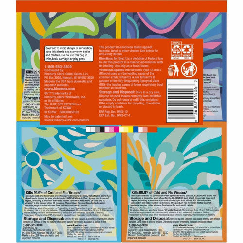 Kleenex® Anti-viral Facial Tissue, 3-Ply, 55 Sheet Box, 4 Boxes 3 Ply - WhiteBox - 55/Box - 4 / Pack (54506)