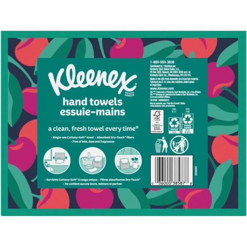 Kleenex Disposable Hand Towels 1 Ply - 8" Width x 9.10" Length - White - Paper/ - 60 / Box (38586)