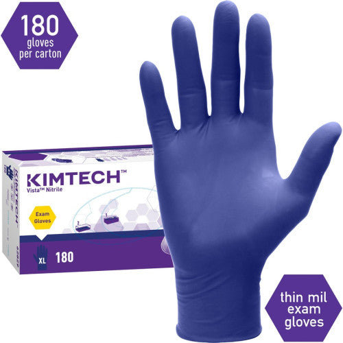 KIMTECH Vista Nitrile Exam Gloves 4.7 mil Thickness x 9.50" Glove Length - X-Large Size - Nitrile - Blue - Recyclable, Textured Fingertip, Powdered, Non-sterile - For Laboratory Application - 180 / Box (62829)