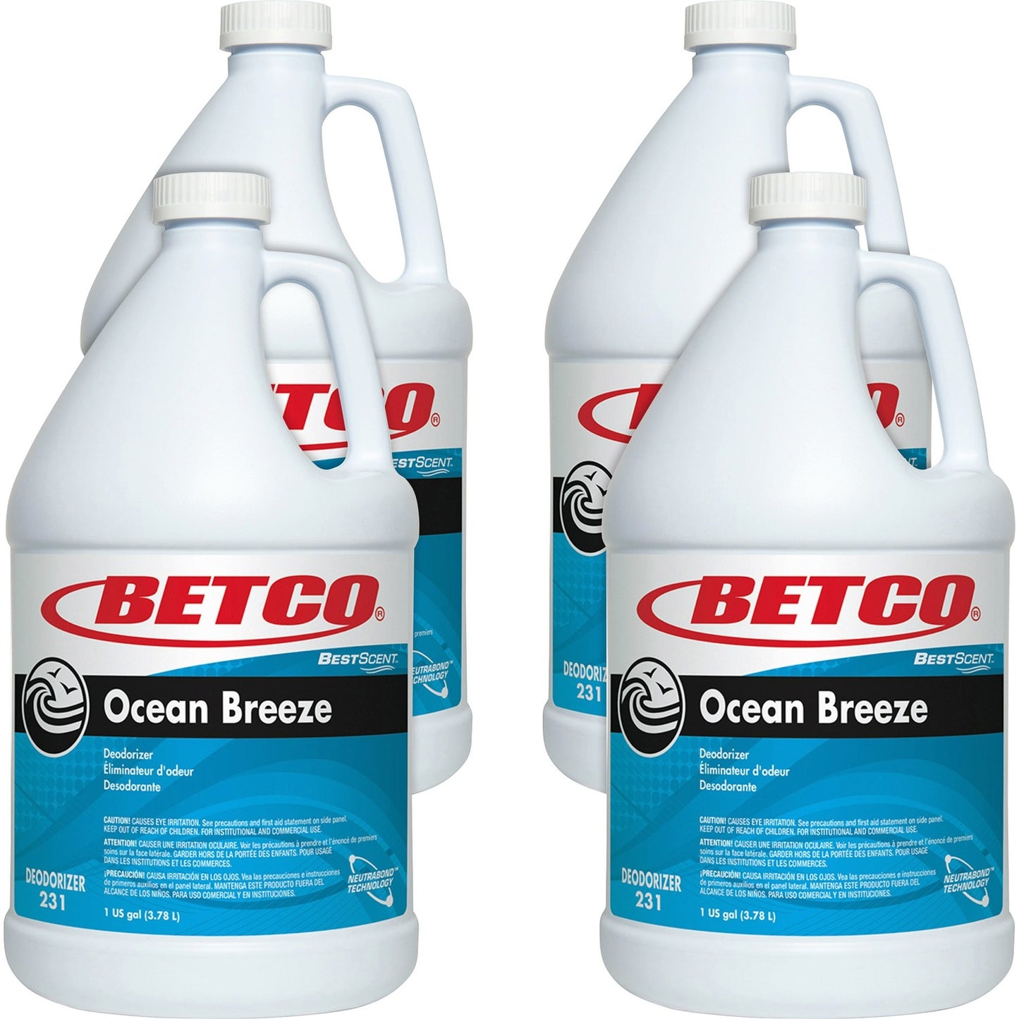 Betco Best Scent Ocean Breeze Deodorizer Liquid - 1000 Sq. ft. - 128 fl oz (4 quart) - Ocean Breeze - VOC-free - 4 / Carton (2310400CT)