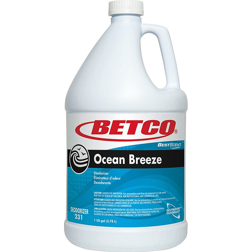 Betco Best Scent Ocean Breeze Deodorizer Liquid - 1000 Sq. ft. - 128 fl oz (4 quart) - Ocean Breeze - VOC-free - 4 / Carton (2310400CT)