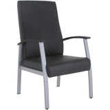 Lorell High-Back Healthcare Guest Chair Vinyl Seat Material - Vinyl Back Material - Powder Coated Silver Frame Color - Steel Frame Material - High Back - Four-legged Base - Black - Armrest - 1 Each (LLR67011)