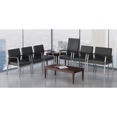 Lorell High-Back Healthcare Guest Chair Vinyl Seat Material - Vinyl Back Material - Powder Coated Silver Frame Color - Steel Frame Material - High Back - Four-legged Base - Black - Armrest - 1 Each (LLR67011)