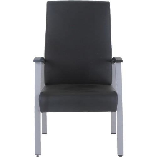 Lorell High-Back Healthcare Guest Chair Vinyl Seat Material - Vinyl Back Material - Powder Coated Silver Frame Color - Steel Frame Material - High Back - Four-legged Base - Black - Armrest - 1 Each (LLR67011)