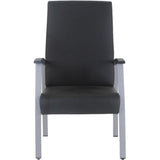Lorell High-Back Healthcare Guest Chair Vinyl Seat Material - Vinyl Back Material - Powder Coated Silver Frame Color - Steel Frame Material - High Back - Four-legged Base - Black - Armrest - 1 Each (LLR67011)