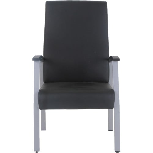 Lorell High-Back Healthcare Guest Chair Vinyl Seat Material - Vinyl Back Material - Powder Coated Silver Frame Color - Steel Frame Material - High Back - Four-legged Base - Black - Armrest - 1 Each (LLR67011)