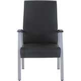 Lorell High-Back Healthcare Guest Chair Vinyl Seat Material - Vinyl Back Material - Powder Coated Silver Frame Color - Steel Frame Material - High Back - Four-legged Base - Black - Armrest - 1 Each (LLR67011)