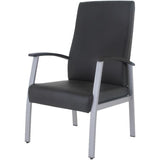 Lorell High-Back Healthcare Guest Chair Vinyl Seat Material - Vinyl Back Material - Powder Coated Silver Frame Color - Steel Frame Material - High Back - Four-legged Base - Black - Armrest - 1 Each (LLR67011)