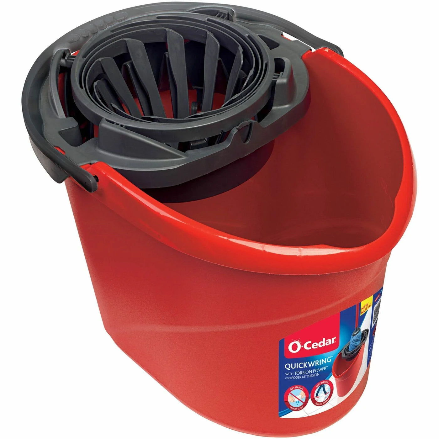 O-Cedar QuickWring Bucket 2.50 gal - Handle, Wringer - Red, Gray - 1 Each (164196)