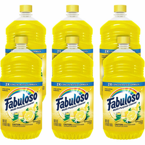 Fabuloso Multi-Purpose Cleaner For Multipurpose, Multi Surface - Concentrate - 56 fl oz (1.8 quart) - Refreshing Lemon Scent - Rinse-free, Residue-free, Long Lasting, Pleasant Scent - Yellow - 6 / Carton (MX06157ACT)