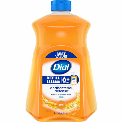 Dial Antibacterial Defense Liquid Hand Soap 1.63 quart - Bottle Dispenser - Bacteria Remover - Hand - Antibacterial - Gold - Recycled - Cruelty-free, Paraben-free, Phthalate-free, Silicone-free, pH Balanced - 3 / Carton (17014CT)