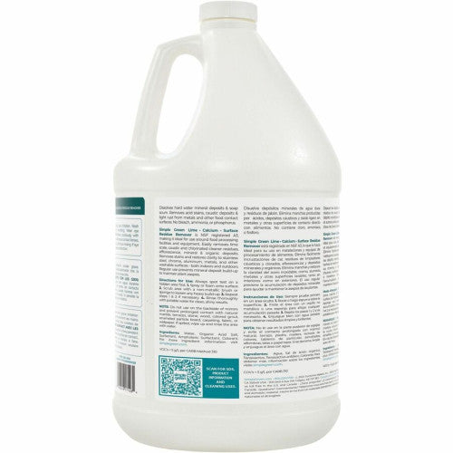 Simple Green Lime-Calcium-Surface Residue Remover For Multi Surface, Multipurpose - 128 fl oz (4 quart) - Pleasant, Wintergreen Scent - Deodorize, Bleach-free, Ammonia-free, Phosphorous-free, Non-abrasive - Turquoise - 1 Each (1700128)