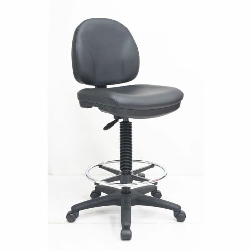 Lorell Contoured Back Stool Vinyl Seat Material - Vinyl Back Material - 5-star Base - Black - Vinyl, Plastic - 1 Each (80018)