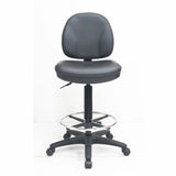 Lorell Contoured Back Stool Vinyl Seat Material - Vinyl Back Material - 5-star Base - Black - Vinyl, Plastic - 1 Each (80018)