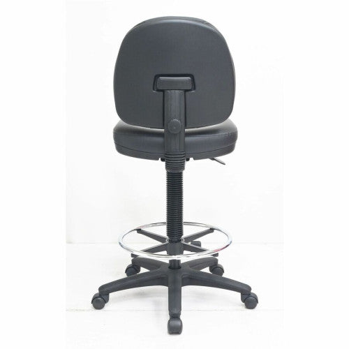 Lorell Contoured Back Stool Vinyl Seat Material - Vinyl Back Material - 5-star Base - Black - Vinyl, Plastic - 1 Each (80018)