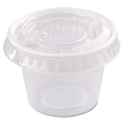 Dart Portion/Souffle Cup Lids, Fits 0.5 oz to 1 oz Cups, PET, Clear, 125 Pack, 20 Packs/Carton (PL100N)