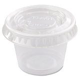 Dart Portion/Souffle Cup Lids, Fits 0.5 oz to 1 oz Cups, PET, Clear, 125 Pack, 20 Packs/Carton (PL100N)