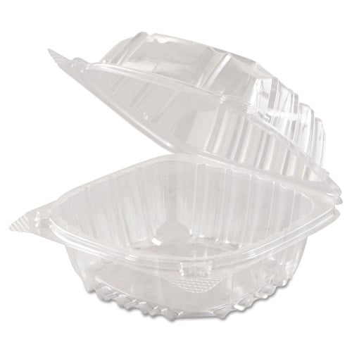 Dart ClearSeal Hinged-Lid Plastic Containers, 5.8 x 6 x 3, Clear, Plastic, 125/Pack, 4 Packs/Carton (C57PST1)