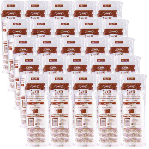 Dart High-Impact Polystyrene Cold Cups, 5 oz, Translucent, 100 Cups/Sleeve, 25 Sleeves/Carton (Y5CT)